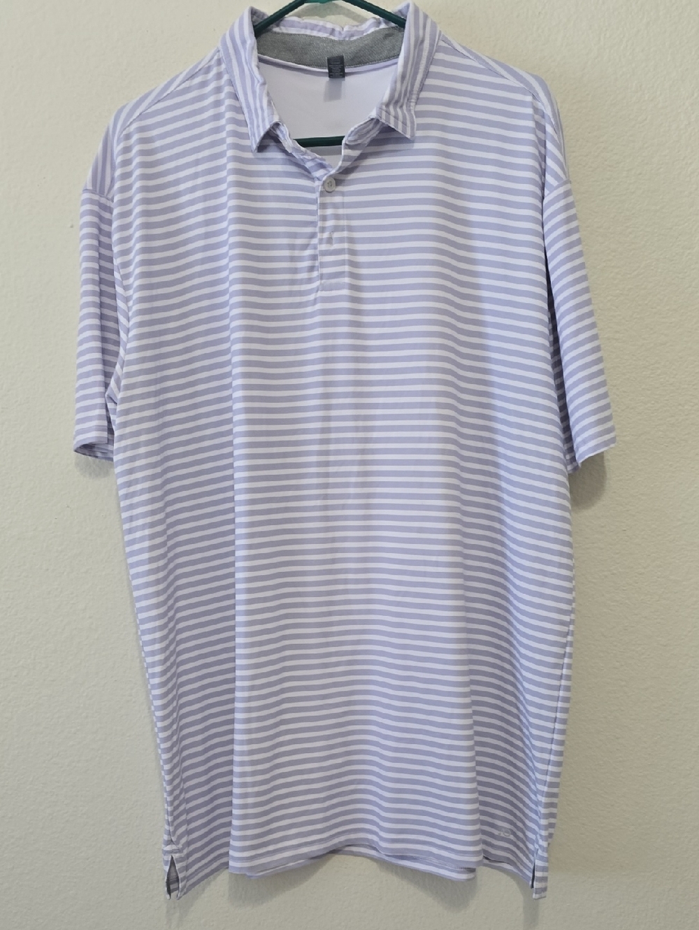 Anderson Ord Men's Light Gray & White Striped Polo Shirt XL